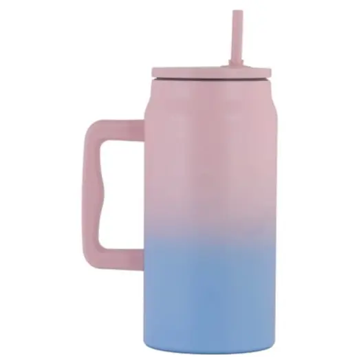 Thirst Quencher Mug Pink Blue Side